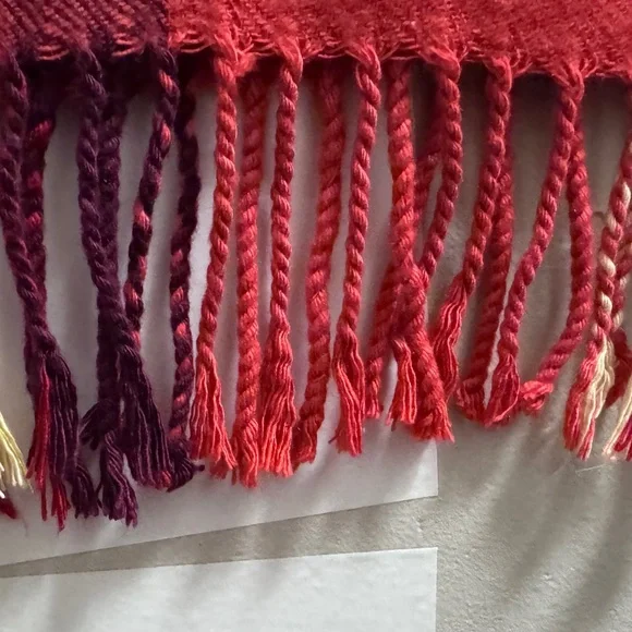 Cashmere Multi-Colors in Red and White Plaid Scarf - Picture 3 of 6